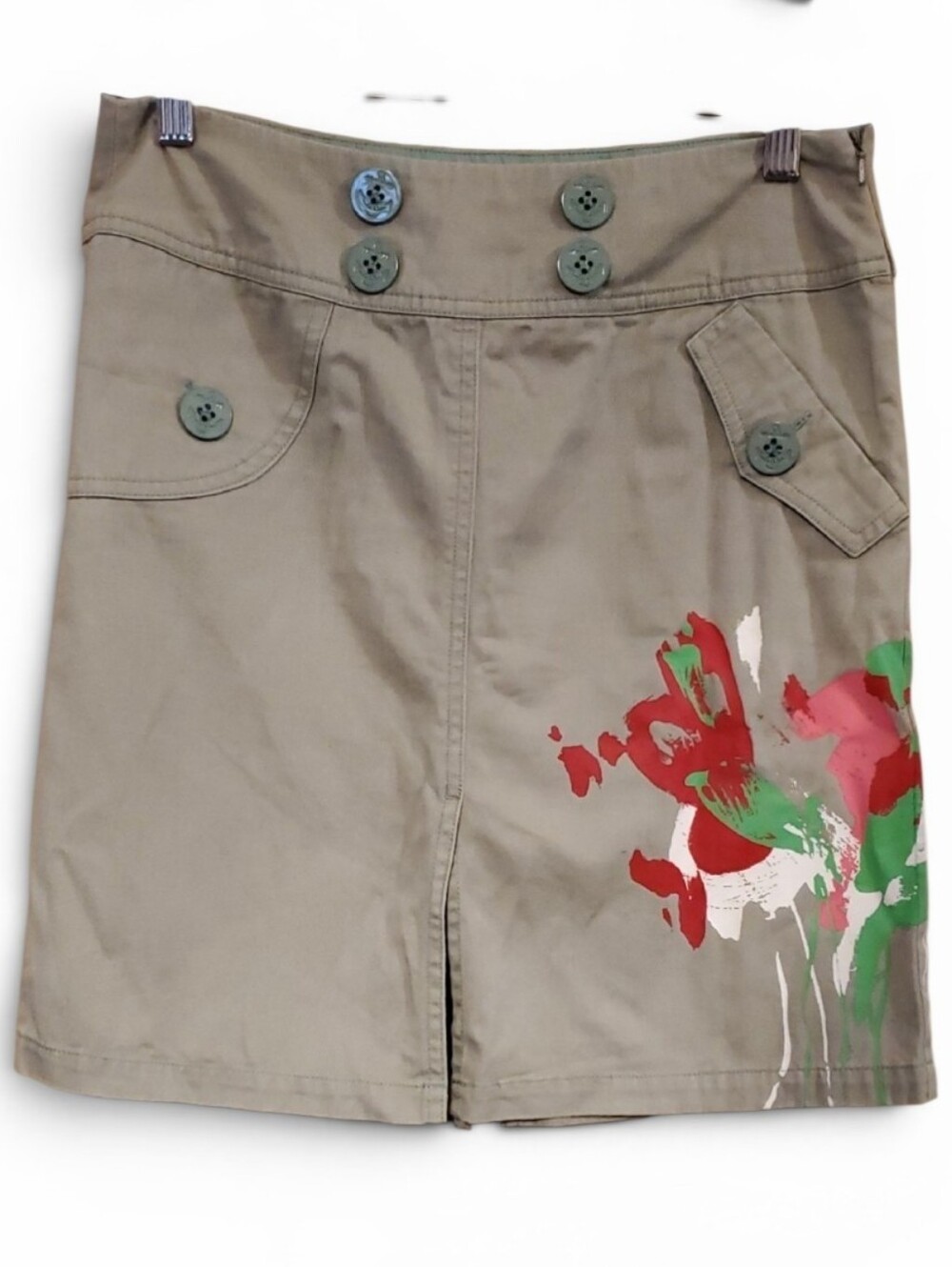 Blutsschwester Modcloth Light Khaki Green Skirt With Print Size XS